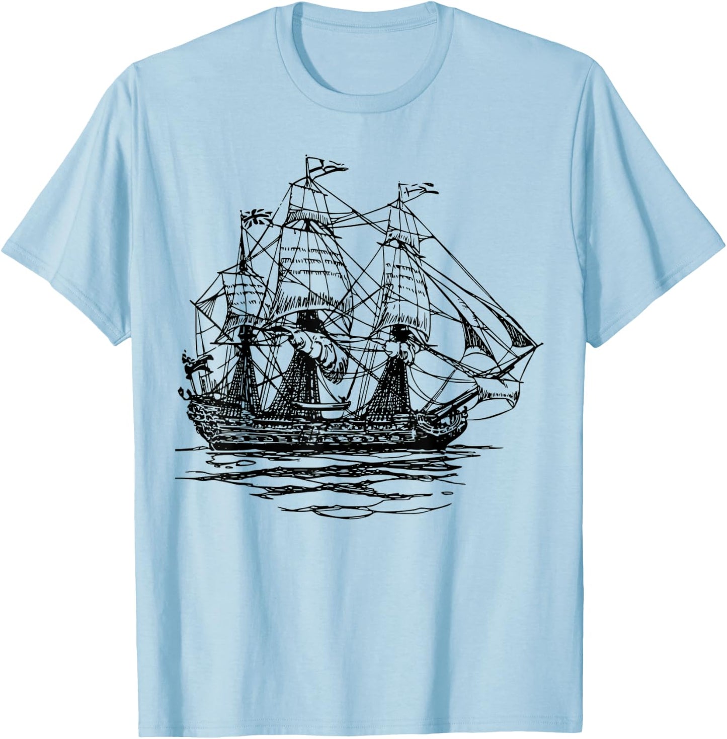 Sheldon Nerdy Vintage Retro Boat Pirate Ship Geek Gift T-Shirt - T-Shirt | Light Blue