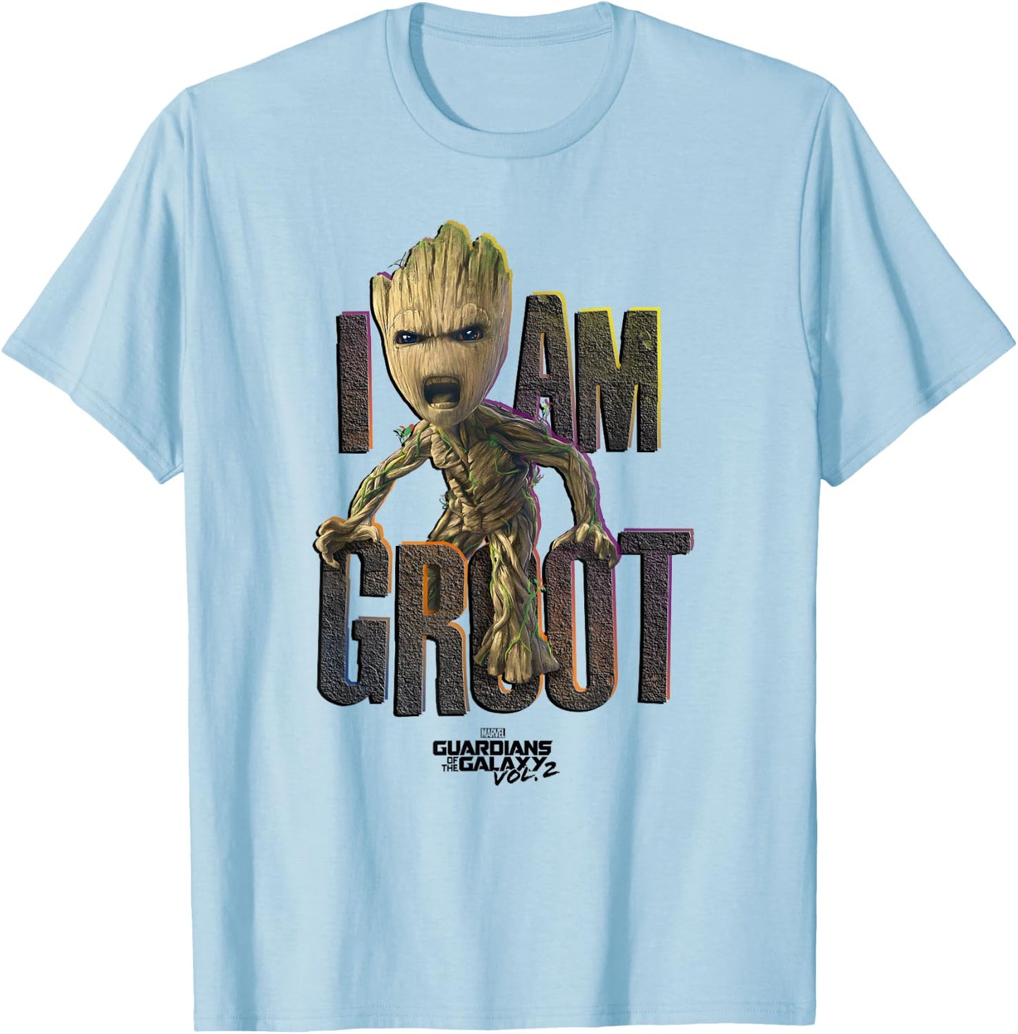 Marvel Guardians Vol.2 I AM Groot Cute Angry C1 Small T-Shirt - T-Shirt | Light Blue
