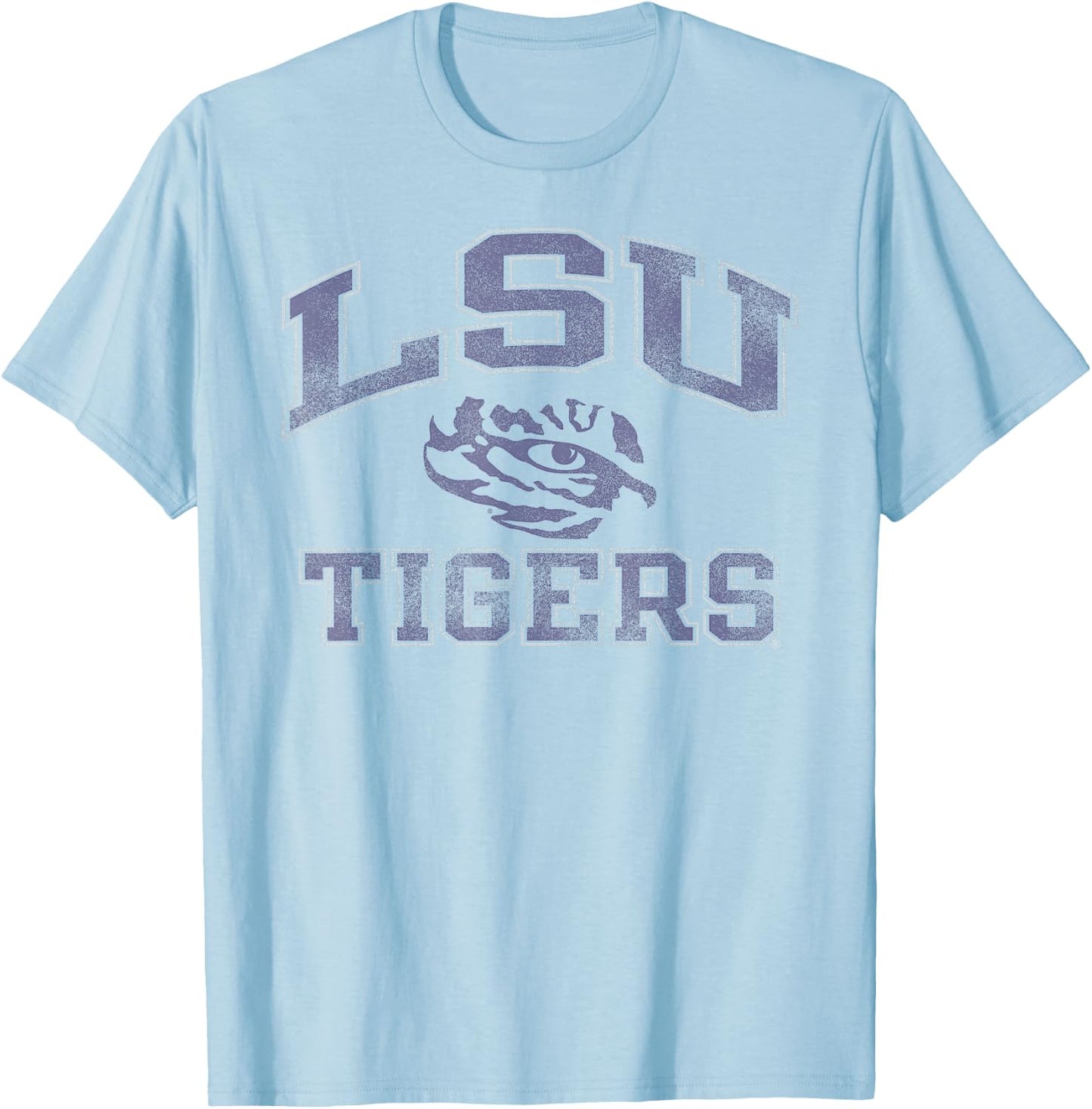 LSU Tigers Vintage Worn Gray Officially Licensed T-Shirt - T-Shirt | Light Blue