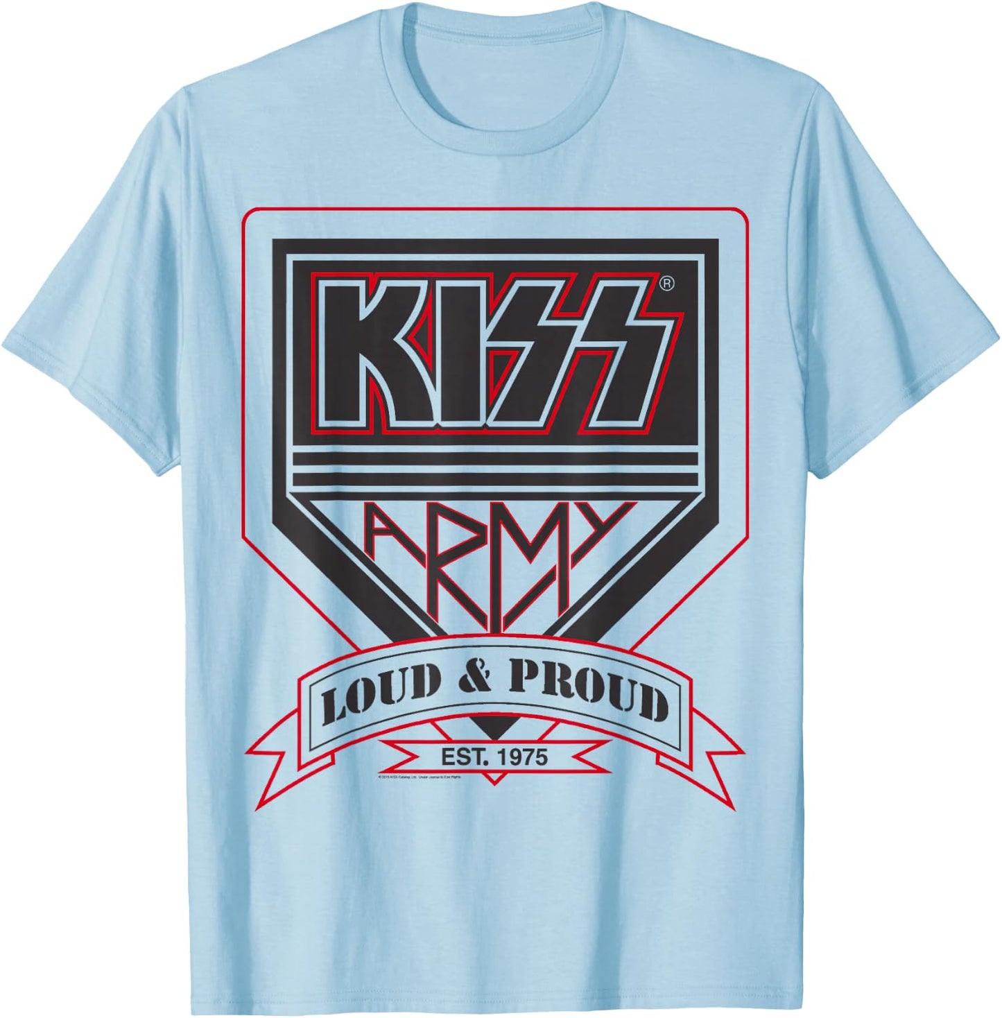 KISS - Official KISS Kollection , -Adults, Short Sleeve, , Military Green, Small T-Shirt - T-Shirt | Light Blue