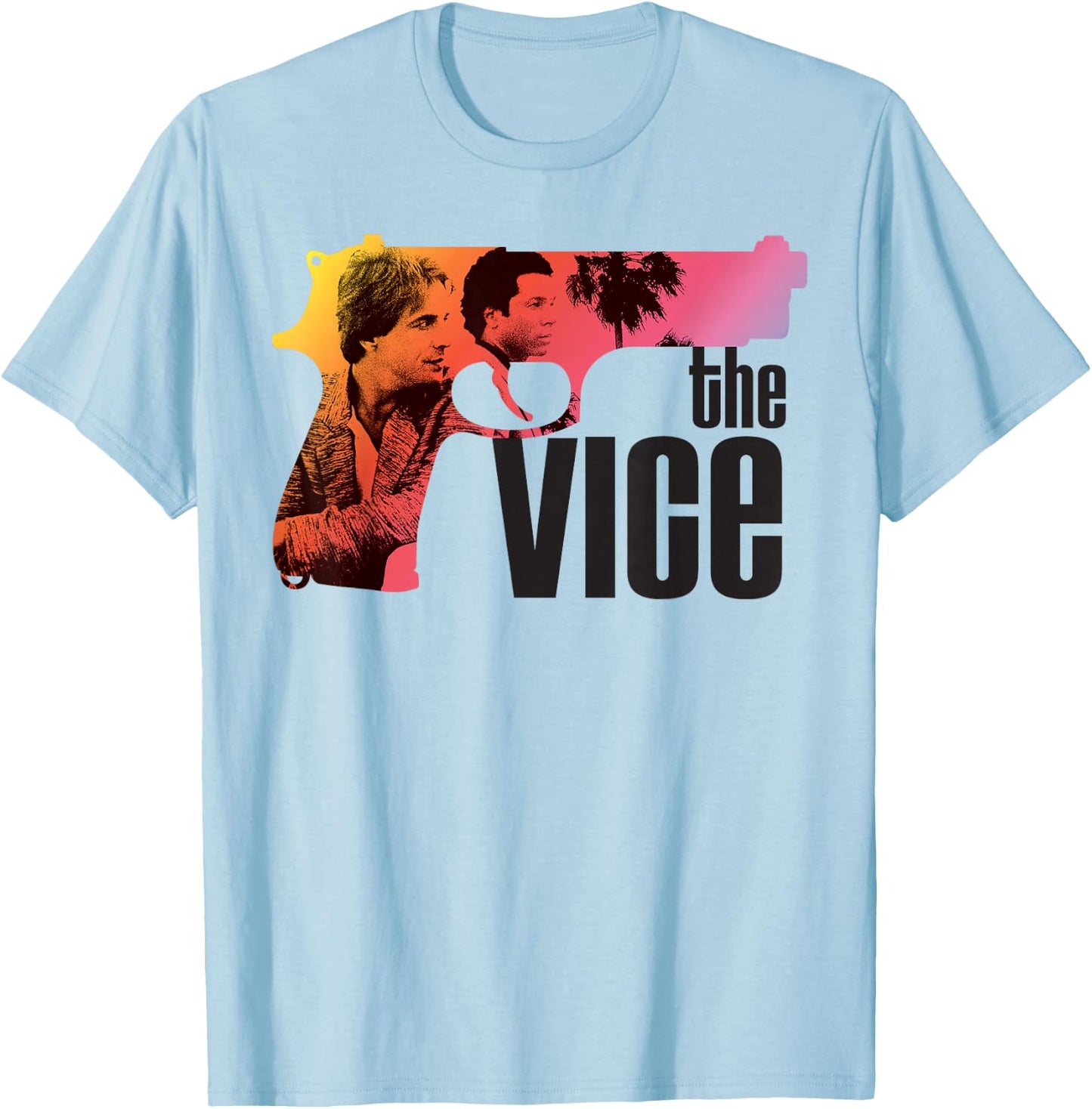 Miami Vice 'The Vice' Neon Gun T-Shirt - T-Shirt | Light Blue