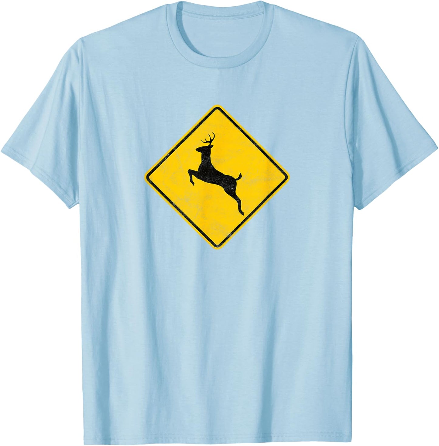 Retro Deer Crossing Vintage Hipster Sign T-Shirt - T-Shirt | Light Blue