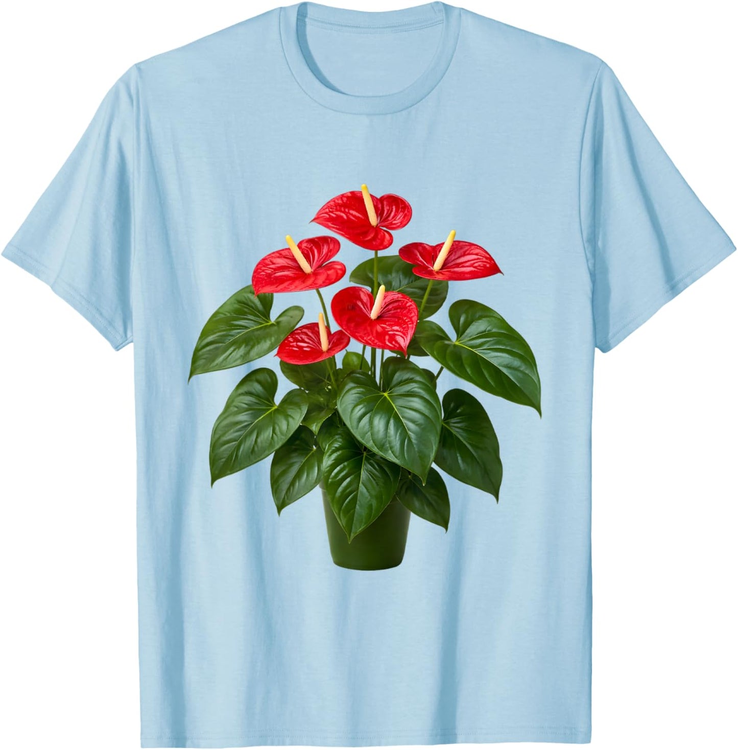 Anthurium Flower Plant Botanical T-Shirt - T-Shirt | Light Blue