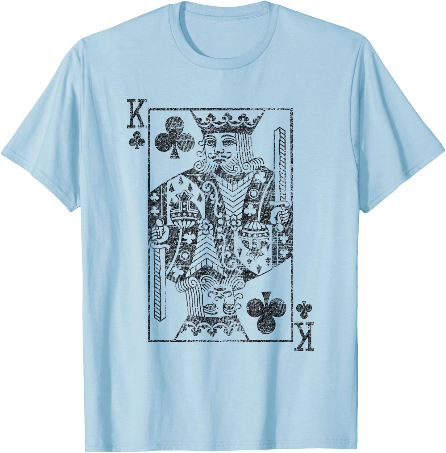 King of Clubs Playing Cards Costume Poker Distressed T-Shirt - T-Shirt | Light Blue