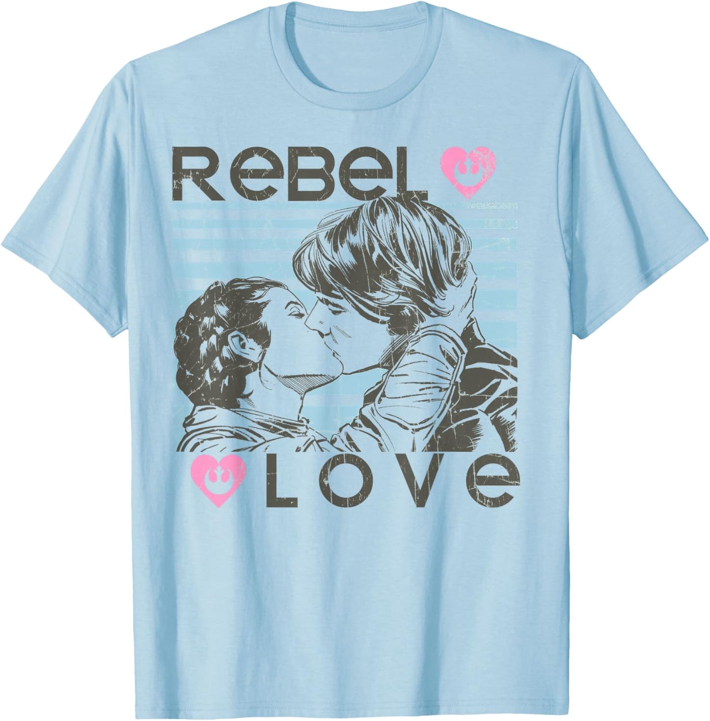 Star Wars Han Leia Rebel Love Kiss Graphic T-Shirt - T-Shirt | Light Blue