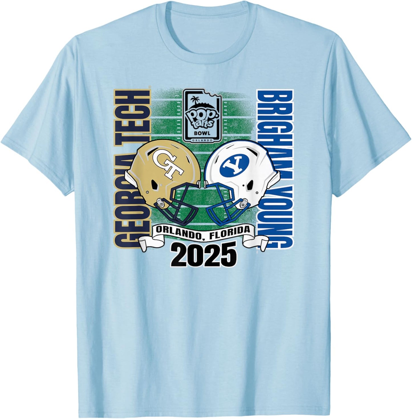 Georgia Tech Yellow Jackets vs BYU Cougars Pop-Tarts Bowl 25 T-Shirt - T-Shirt | Light Blue