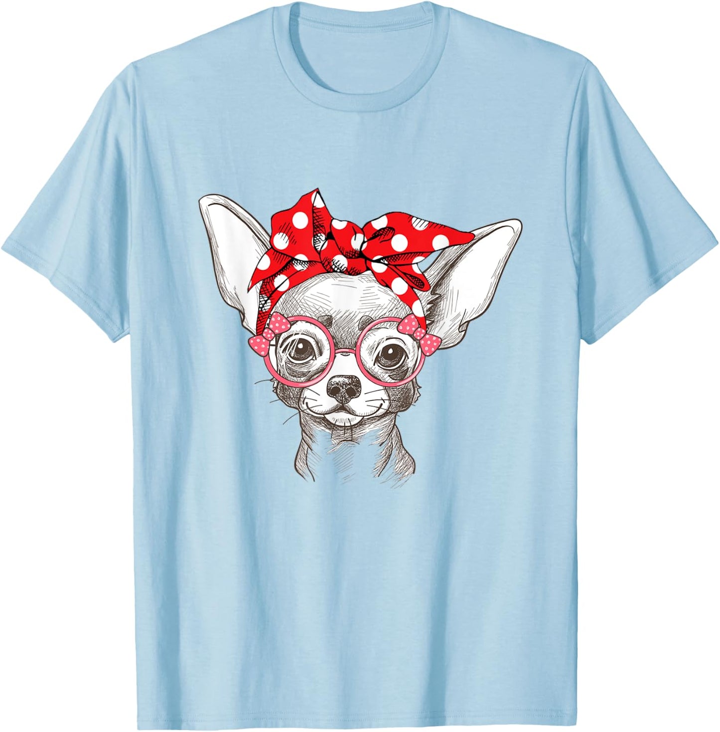 Funny Cute Chihuahua Mom Wears Bandana T-Shirt - T-Shirt | Light Blue