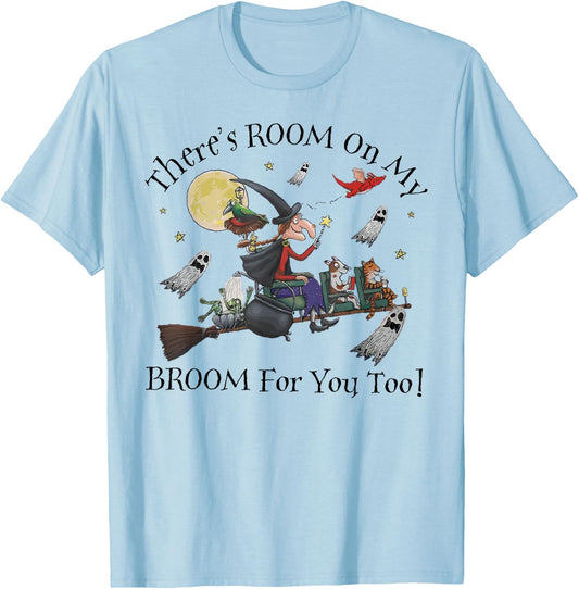Halloween There's Room On My Broom For You Too Teacher T-Shirt - T-Shirt | Light Blue