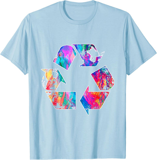 Earth Day Vintage Recycle Reduce Reuse Waste Logo T-Shirt - T-Shirt | Light Blue