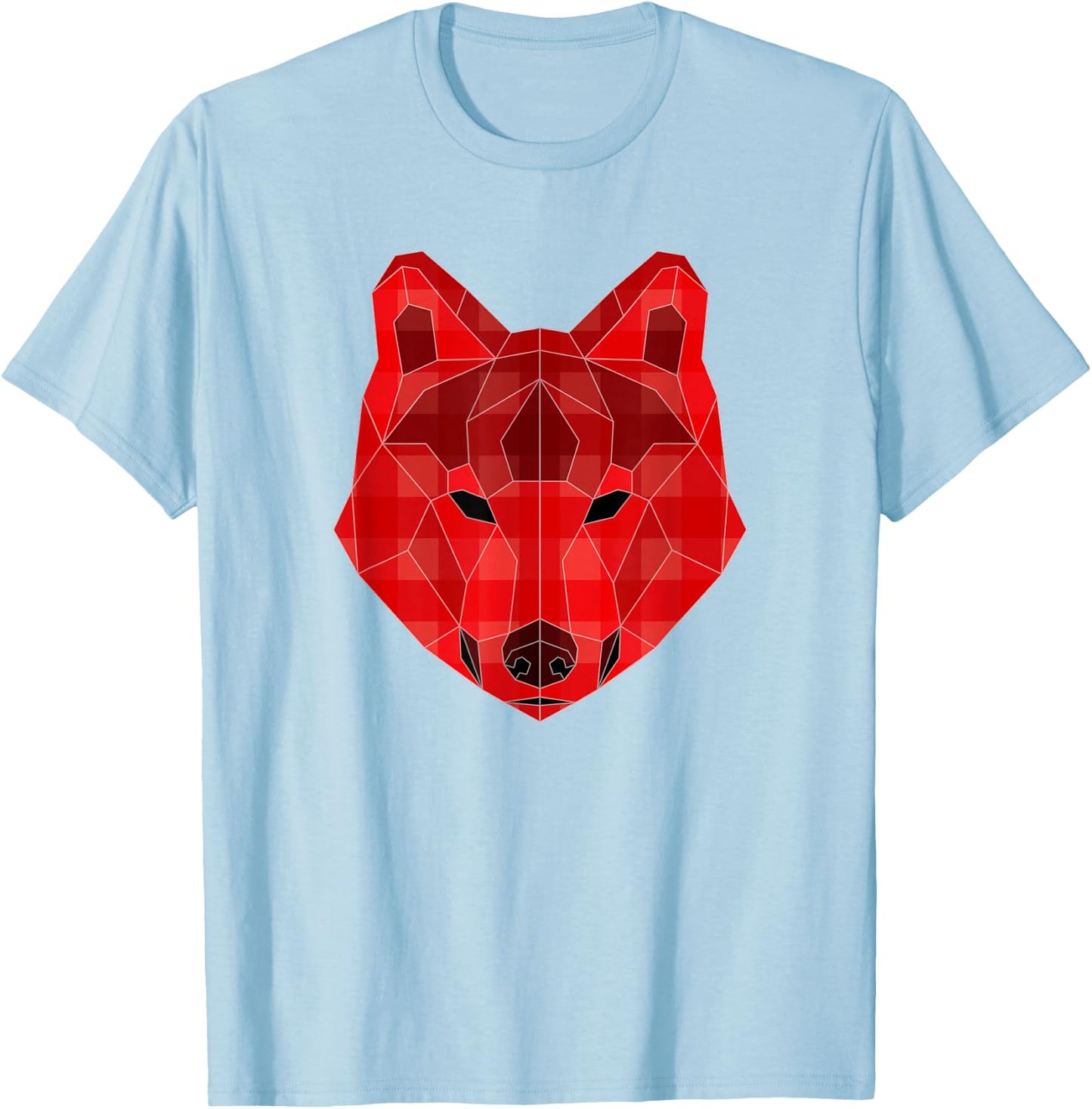 Red Plaid Wolf Cute Matching Family Christmas Gift T-Shirt - T-Shirt | Light Blue