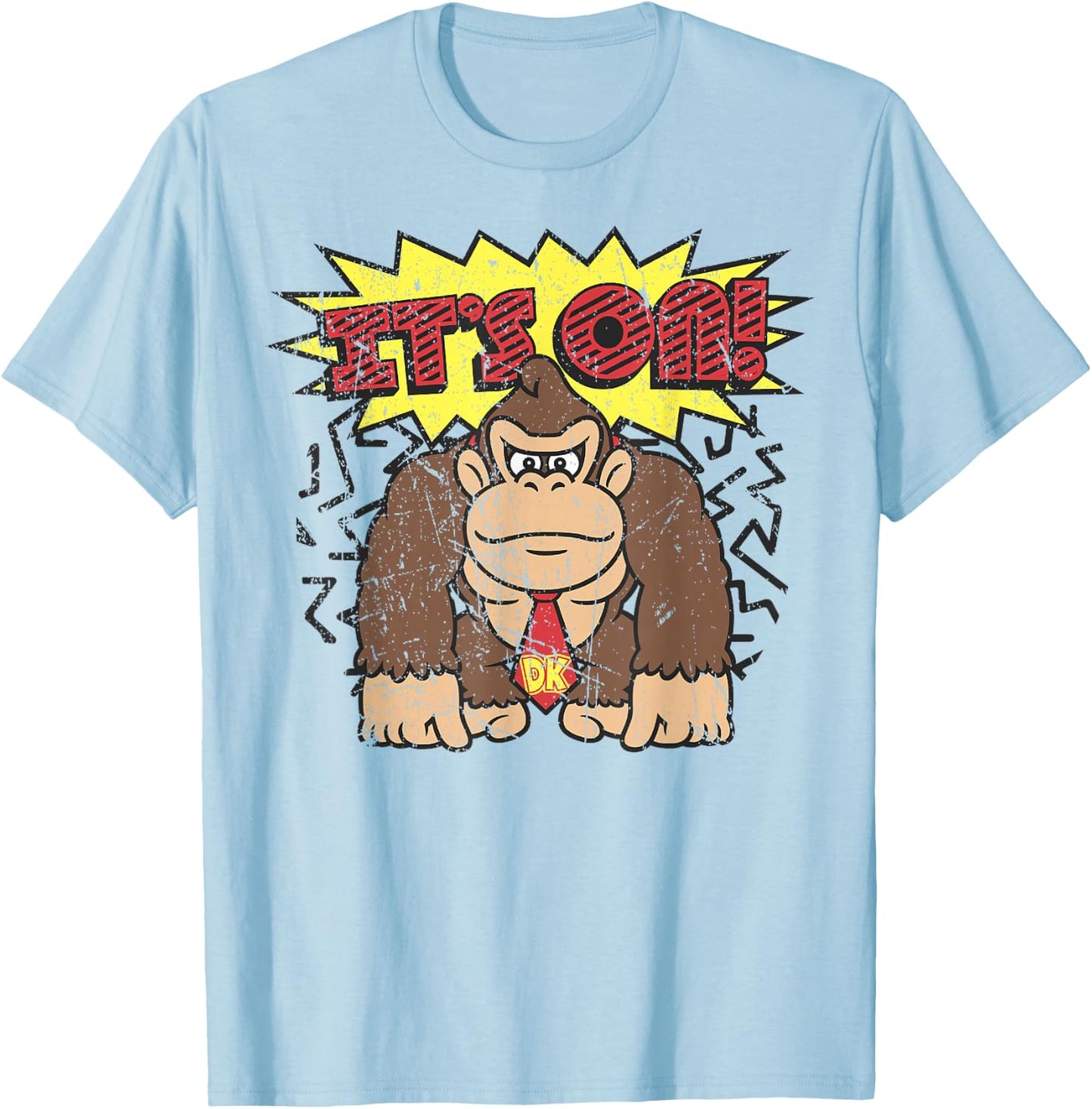 Donkey Kong It's On! Vintage Distressed Graphic T-Shirt - T-Shirt | Light Blue