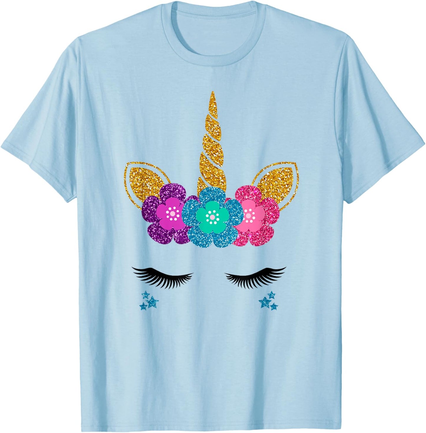 Unicorn Face Halloween Costume Idea And Birthday Outfit T-Shirt - T-Shirt | Light Blue