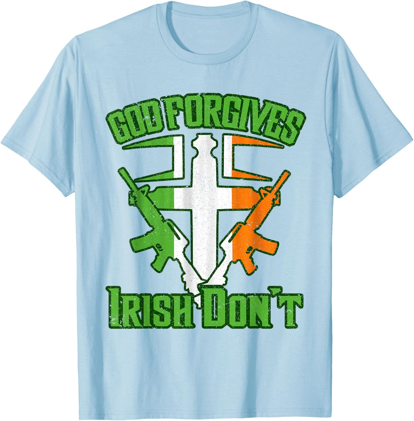 Irish Mob Shirt Boys Gangster Mafia Gun Cross Family T-Shirt - T-Shirt | Light Blue