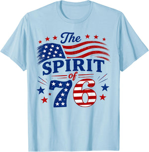 Spirit of '76 Vintage Patriotic 250th Anniversary T-Shirt - T-Shirt | Light Blue