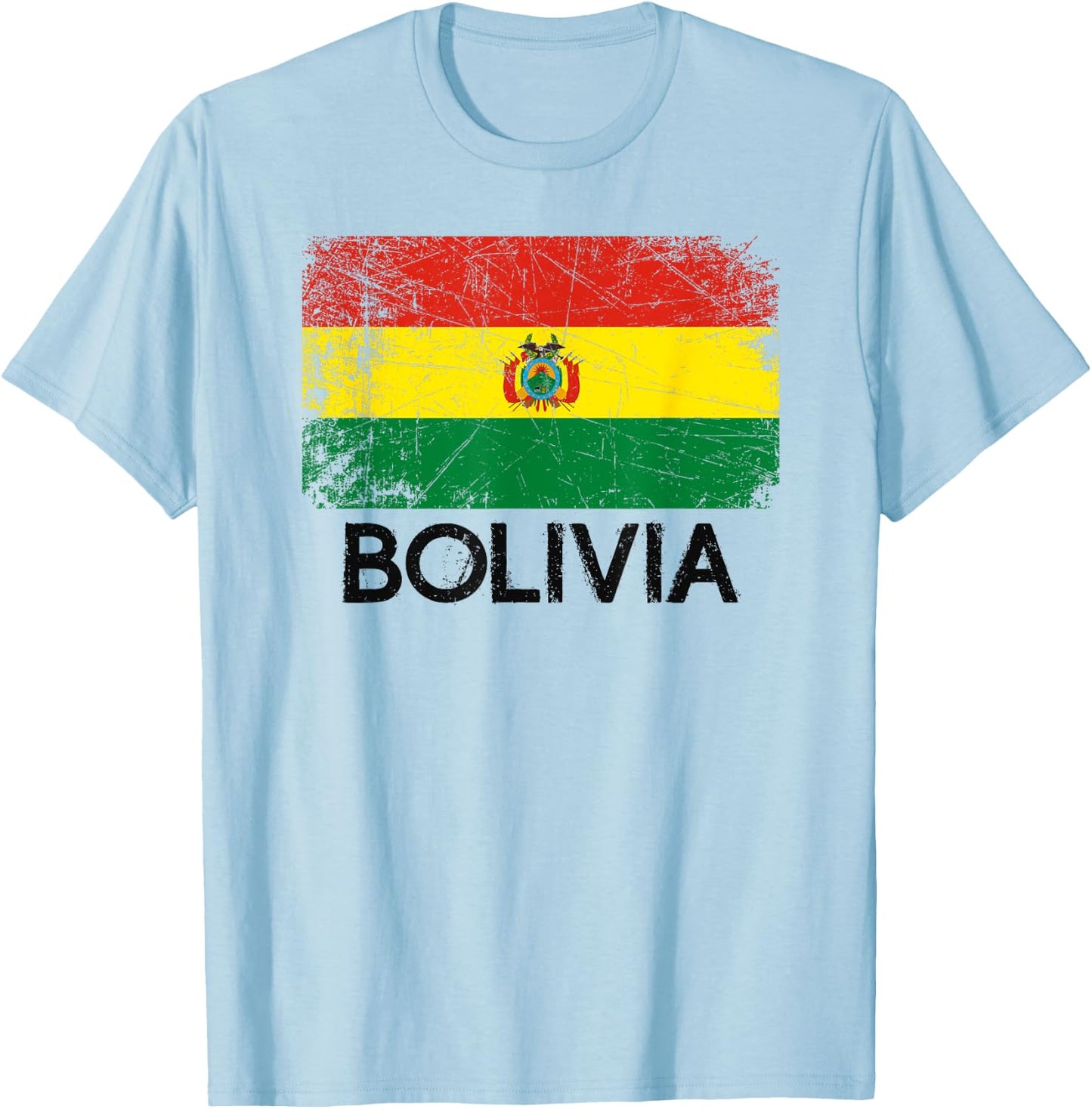 Bolivian Flag | Vintage Made In Bolivia Gift T-Shirt - T-Shirt | Light Blue