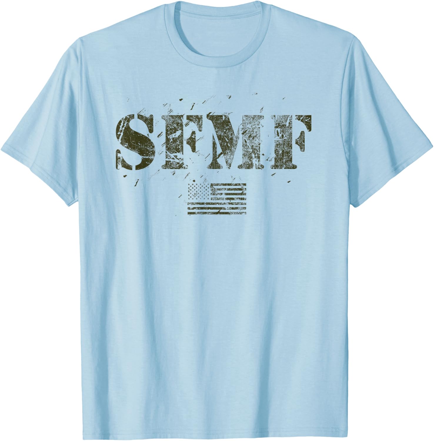 SFMF American Military USA Flag Stand Up America Pride Gift Women Kids Men T-Shirt - T-Shirt | Light Blue