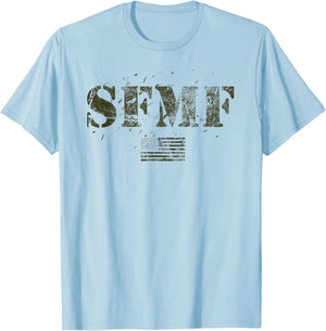 SFMF American Military USA Flag Stand Up America Pride Gift Women Kids Men T-Shirt - T-Shirt | Light Blue
