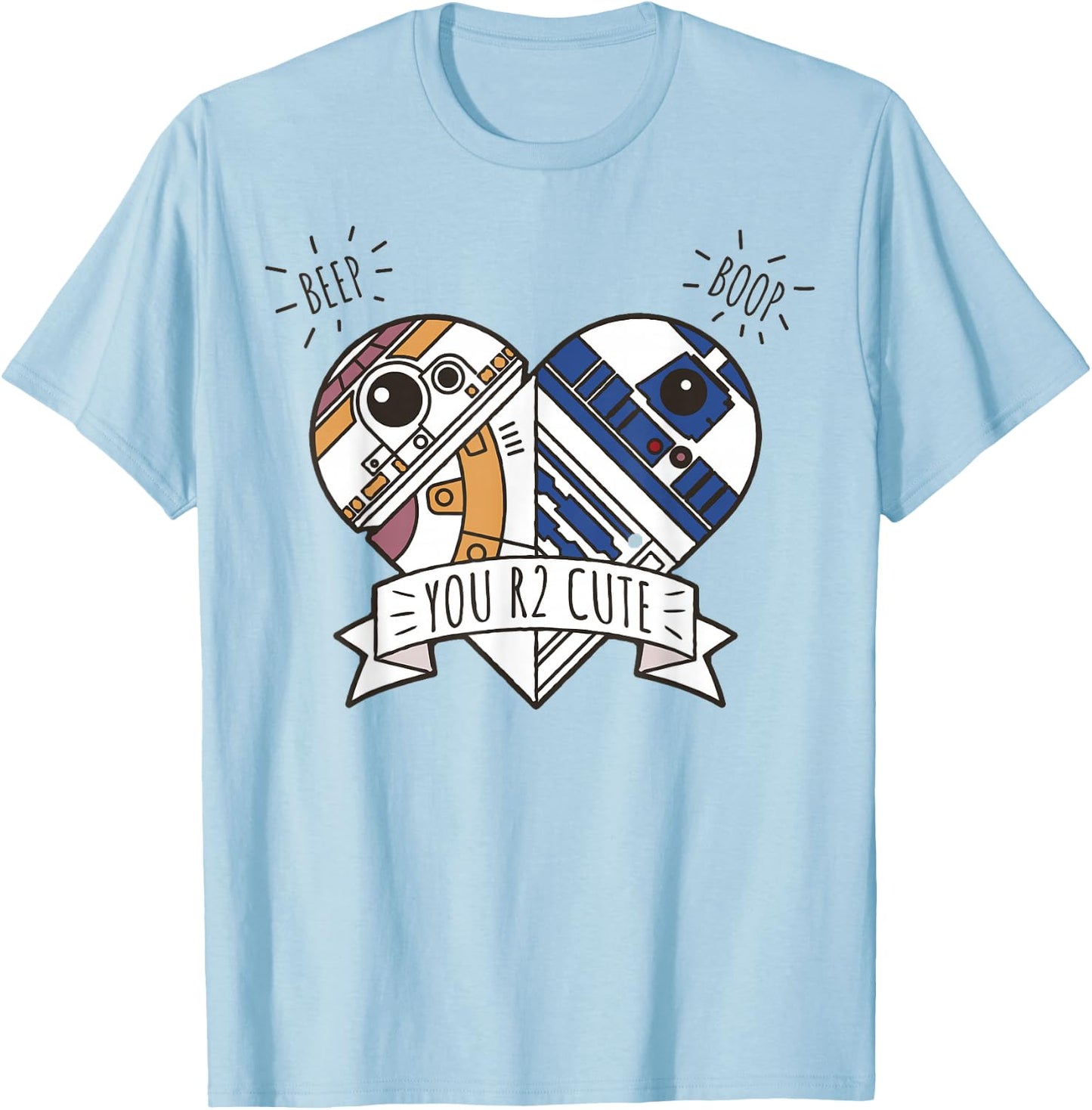 Star Wars Valentine's Day You R2 Cute Heart Droids Logo T-Shirt - T-Shirt | Light Blue