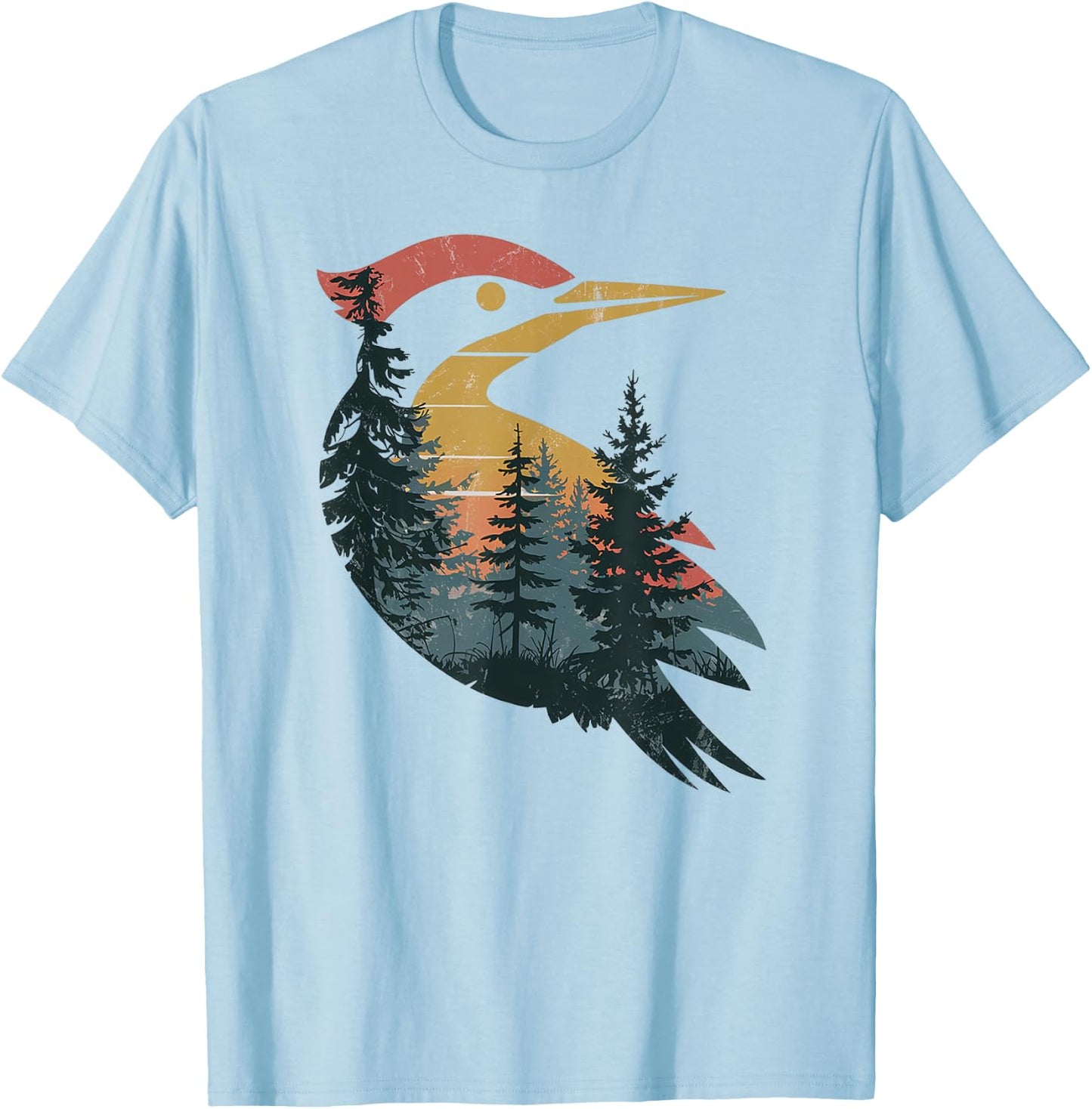 Woodpecker Hunting Hiking Outdoor Camping Forest Men Women T-Shirt - T-Shirt | Light Blue