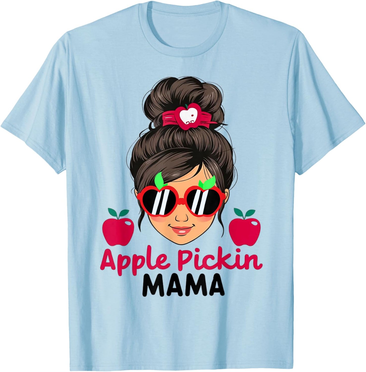 Apple Pickin Mama Cute Mom Apple Picking Crew Harvest Season T-Shirt - T-Shirt | Light Blue