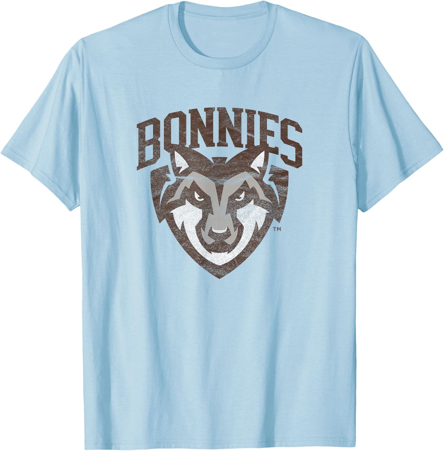 St. Bonaventure University Bonnies Primary Logo Distressed T-Shirt - T-Shirt | Light Blue
