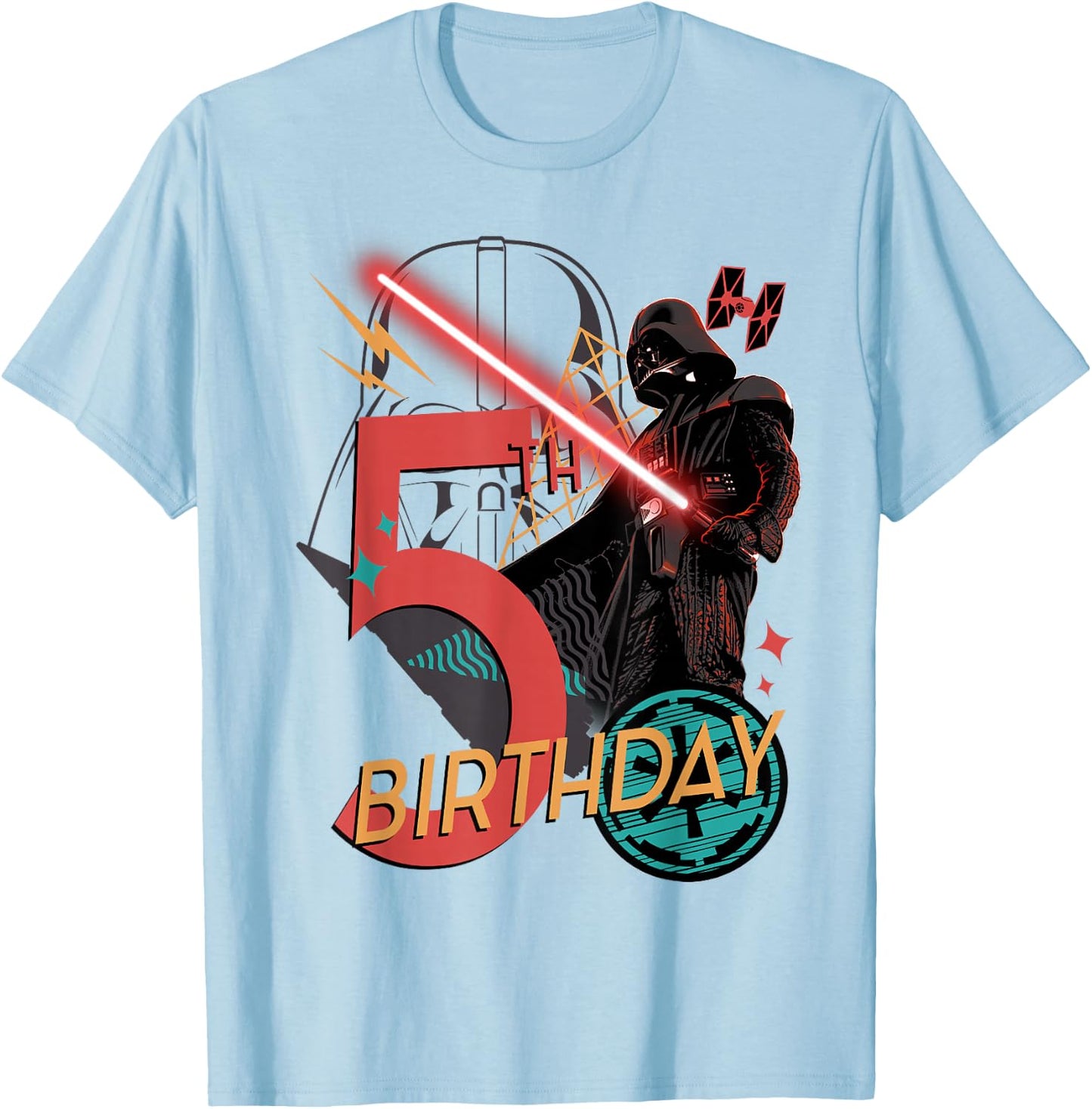 Star Wars Darth Vader 5th Birthday Abstract Background T-Shirt - T-Shirt | Light Blue