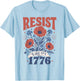Retro Boho Floral Subtle Resist Like It's 1776 250 Years T-Shirt - T-Shirt | Light Blue