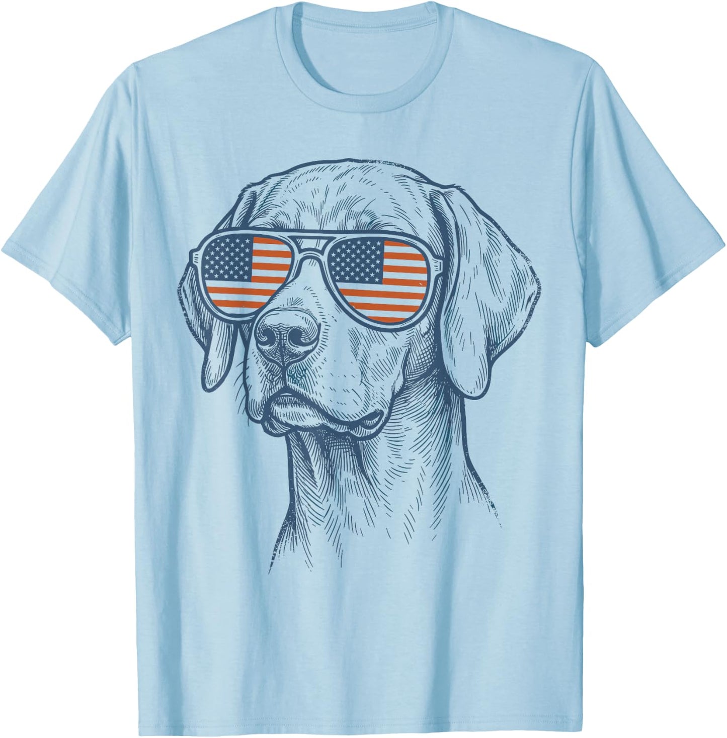 Patriotic Vizsla Dog Mom Dad 4th of July Vintage Men Women T-Shirt - T-Shirt | Light Blue
