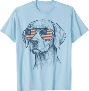 Patriotic Vizsla Dog Mom Dad 4th of July Vintage Men Women T-Shirt - T-Shirt | Light Blue