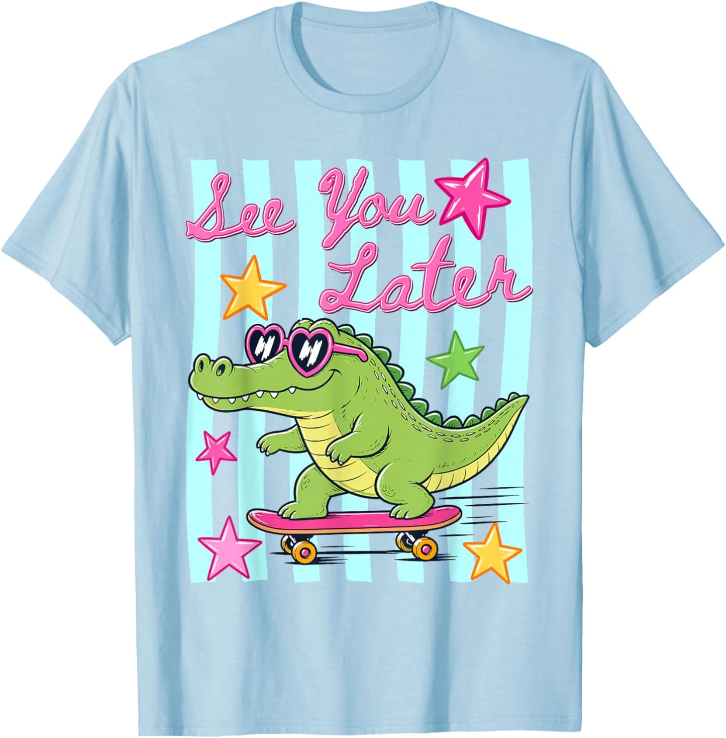 See You Later Teacher Summer Alligator Last Day of School T-Shirt - T-Shirt | Light Blue
