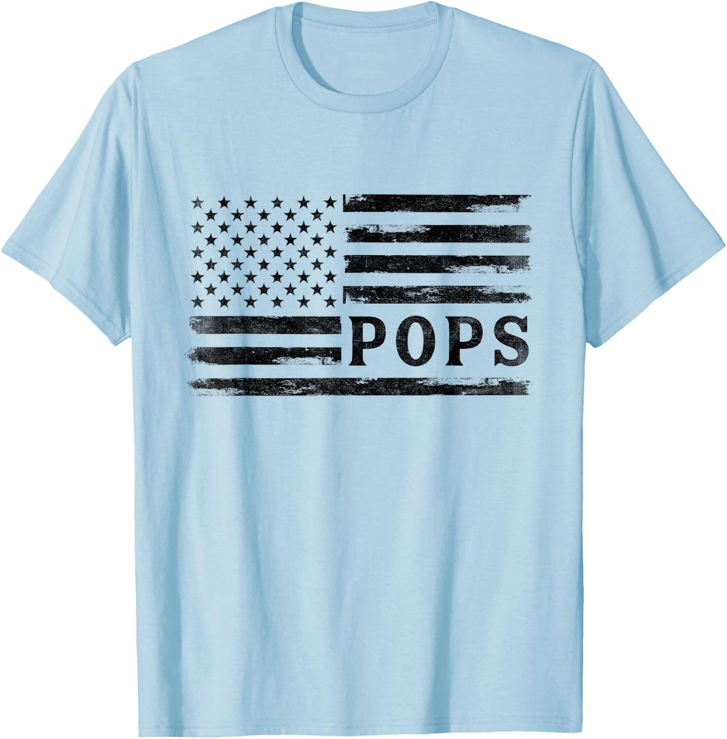 Pops Black Vintage USA Flag Father's Day Grandpa T-Shirt - T-Shirt | Light Blue