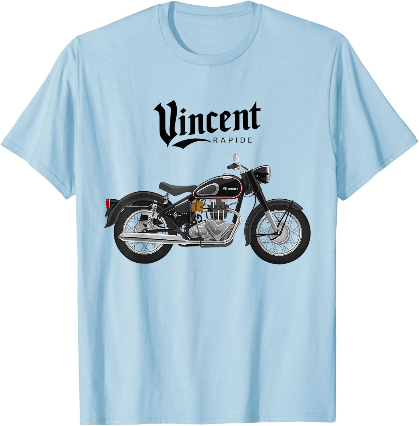 Vincent Rapide Vintage Motorcycle Graphic T T-Shirt - T-Shirt | Light Blue