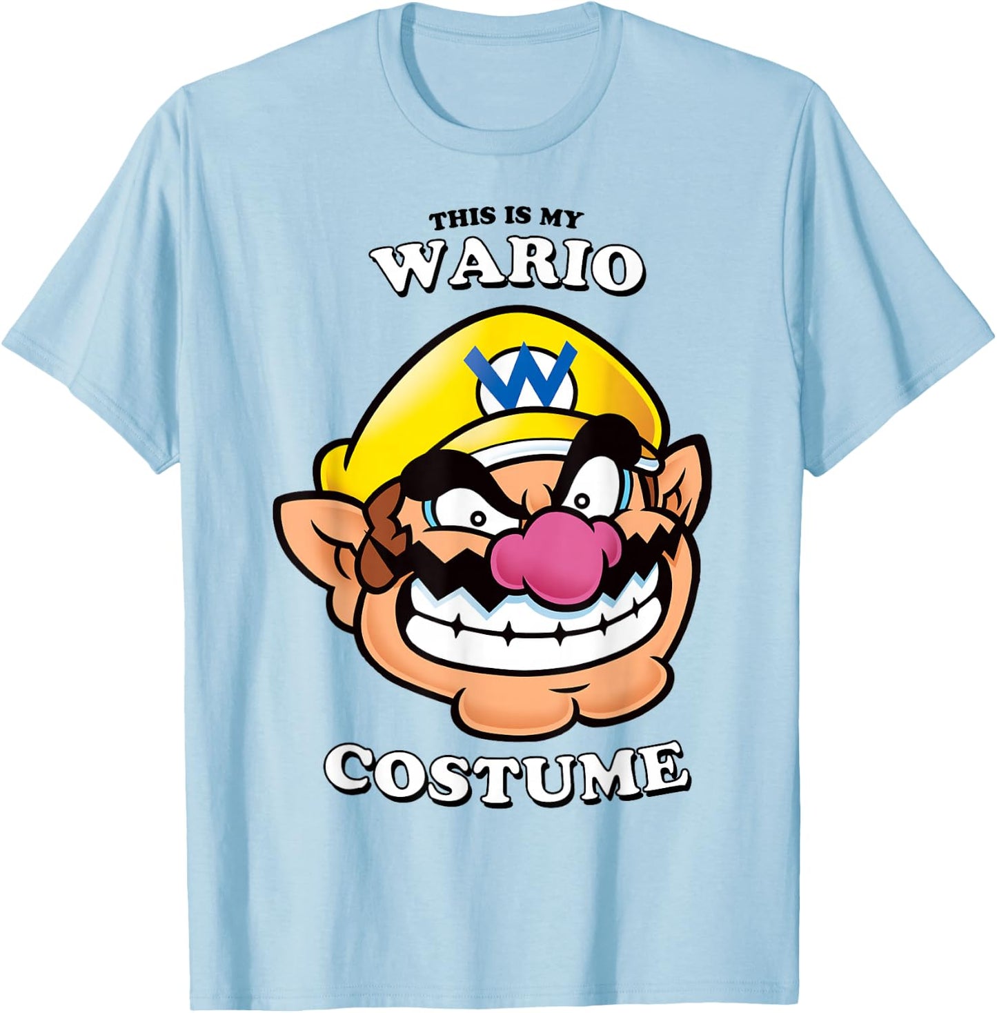 Super Mario Halloween Vintage This Is My Wario Costume T-Shirt - T-Shirt | Light Blue