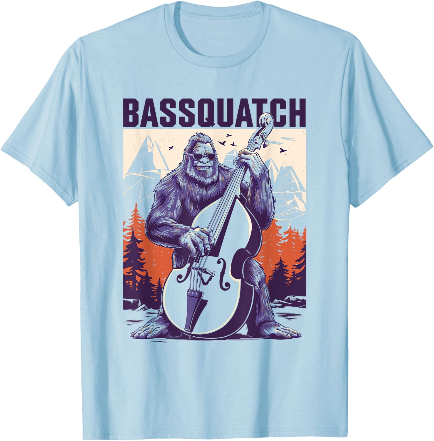 Bassquatch Bigfoot Double Bass Fiddle Upright Bass Sasquatch T-Shirt - T-Shirt | Light Blue