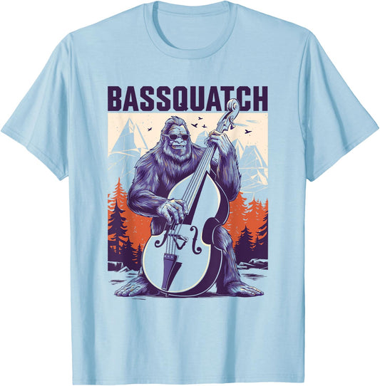 Bassquatch Bigfoot Double Bass Fiddle Upright Bass Sasquatch T-Shirt - T-Shirt | Light Blue