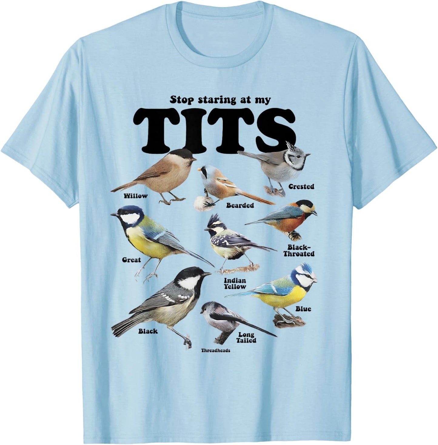 Stop Staring At My Tits Funny Birds Lover Saying Quote Women T-Shirt - T-Shirt | Light Blue
