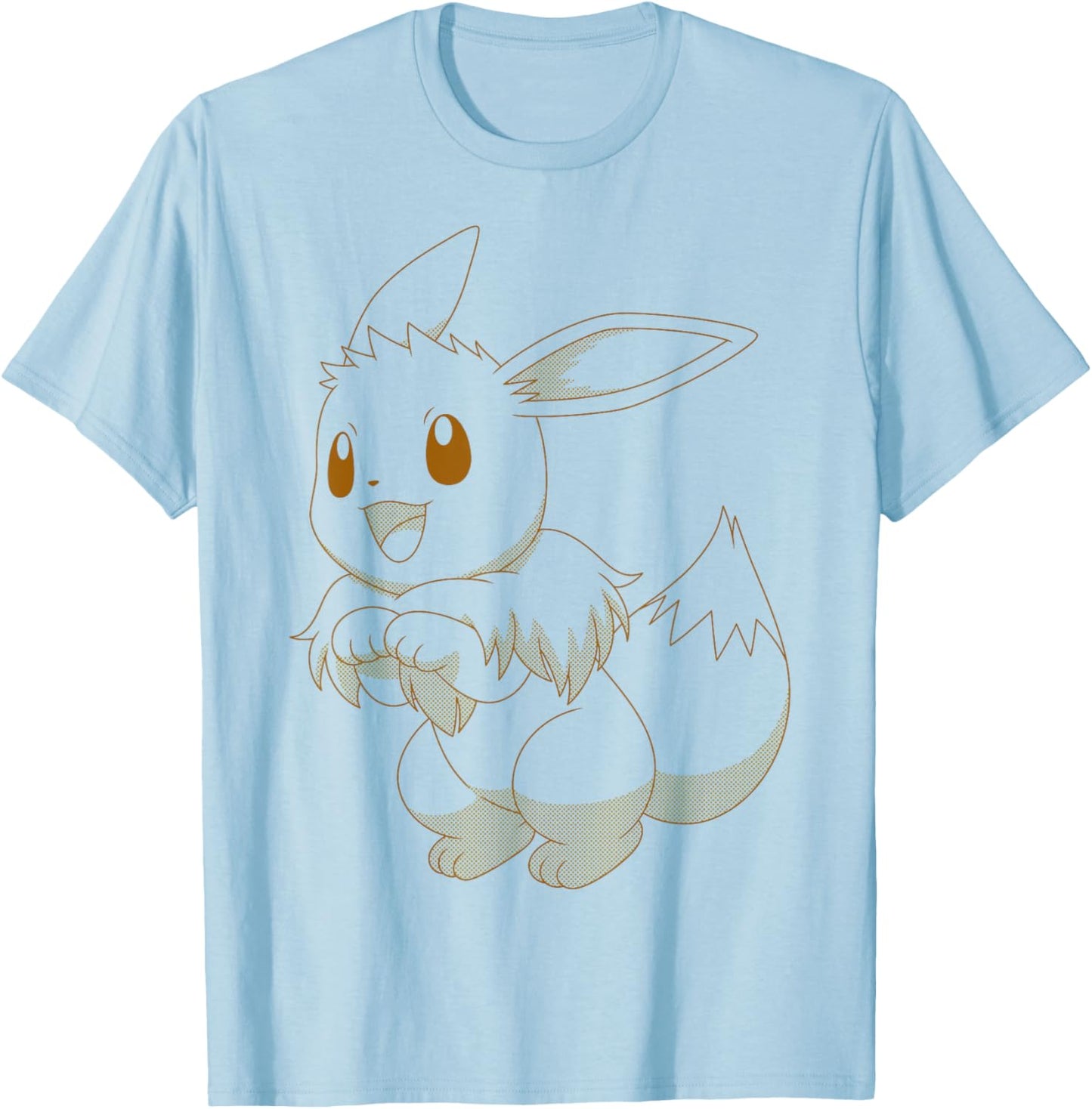 Retro Outline Eevee Pokémon Style T-Shirt - T-Shirt | Light Blue