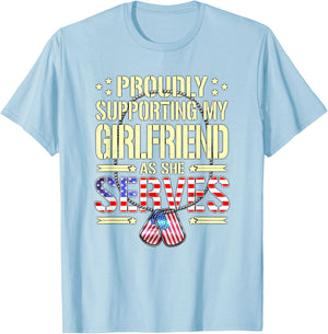 Supporting My Girlfriend As She Serves Army Boyfriend Shirt T-Shirt - T-Shirt | Light Blue