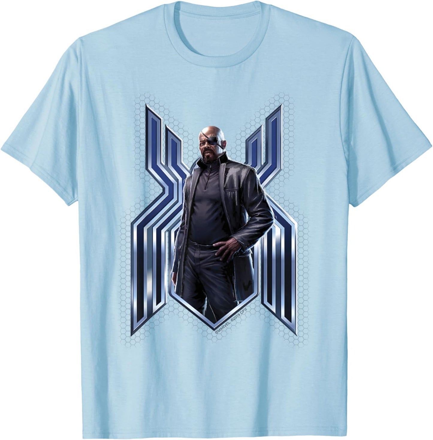 Marvel Spider-Man Far From Home Nick Fury Spider-Man Logo T-Shirt - T-Shirt | Light Blue