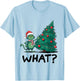 Cat What Funny Green Cat Pushing Christmas Tree Ugly Xmas Women Kids T-Shirt - T-Shirt | Light Blue