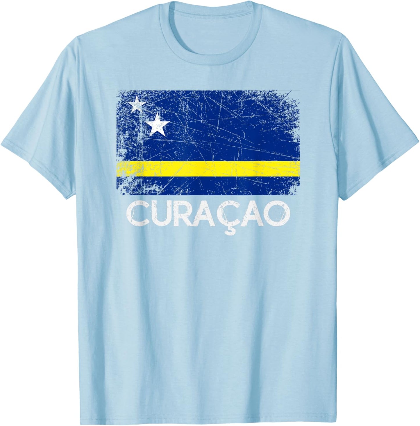 Curacaoan Flag | Vintage Made In Curacao Gift T-Shirt - T-Shirt | Light Blue