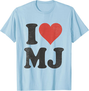 I Love MJ Vintage Fan Merch Red Heart Initials Design M.J. T-Shirt - T-Shirt | Light Blue