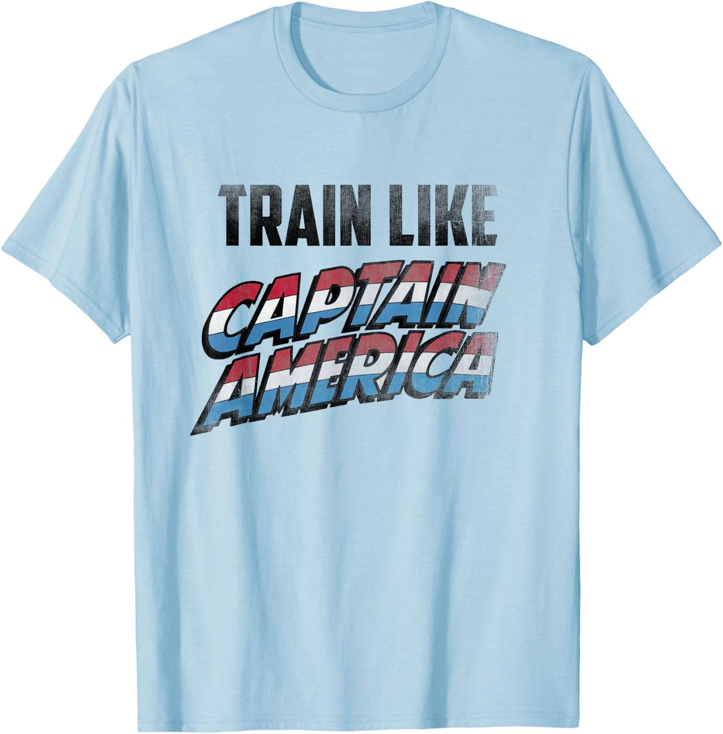 Marvel Train Like Captain America Workout Graphic T-Shirt - T-Shirt | Light Blue