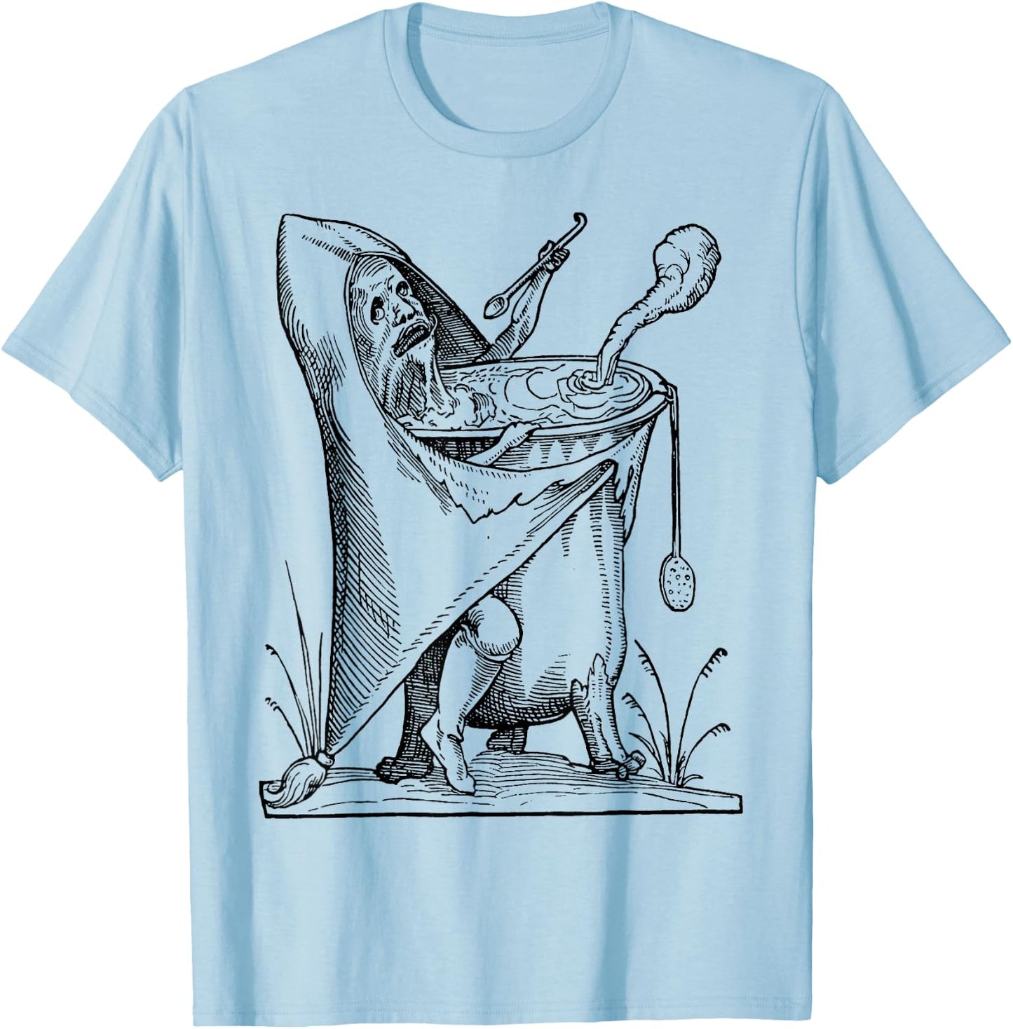 SOUP MAN - "Pantagruel" Weird Medieval Art Print T-Shirt - T-Shirt | Light Blue