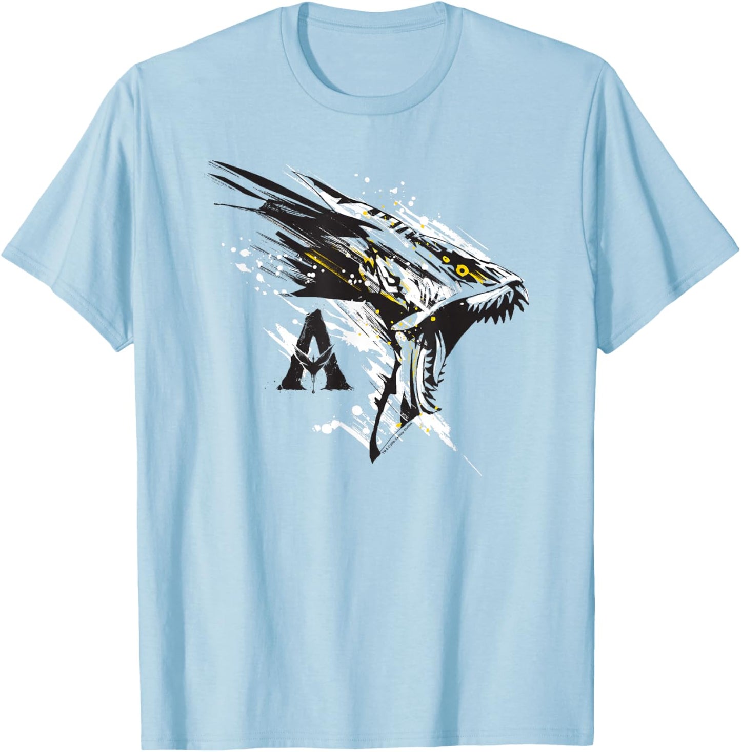 Avatar Epic Powerful Banshee Paint Splash Sketch Chest Logo T-Shirt - T-Shirt | Light Blue