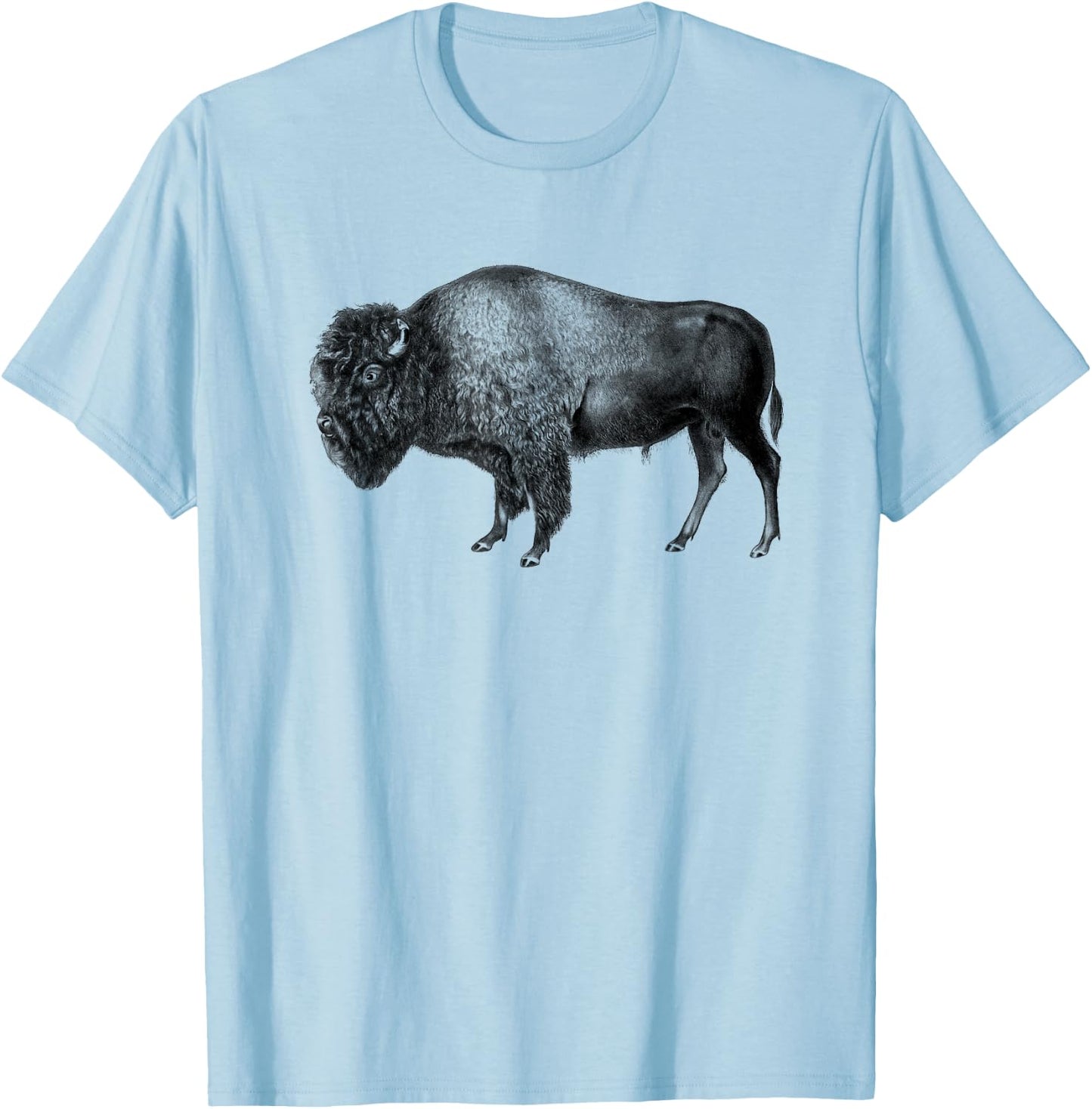Buffalo Vintage Retro American Bison T-Shirt - T-Shirt | Light Blue