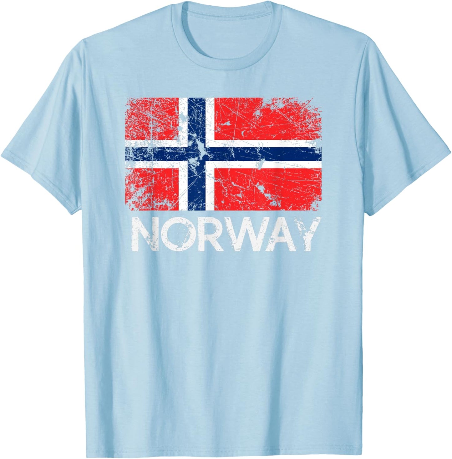 Norwegian Flag | Vintage Made In Norway Gift T-Shirt - T-Shirt | Light Blue