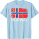Norwegian Flag | Vintage Made In Norway Gift T-Shirt - T-Shirt | Light Blue