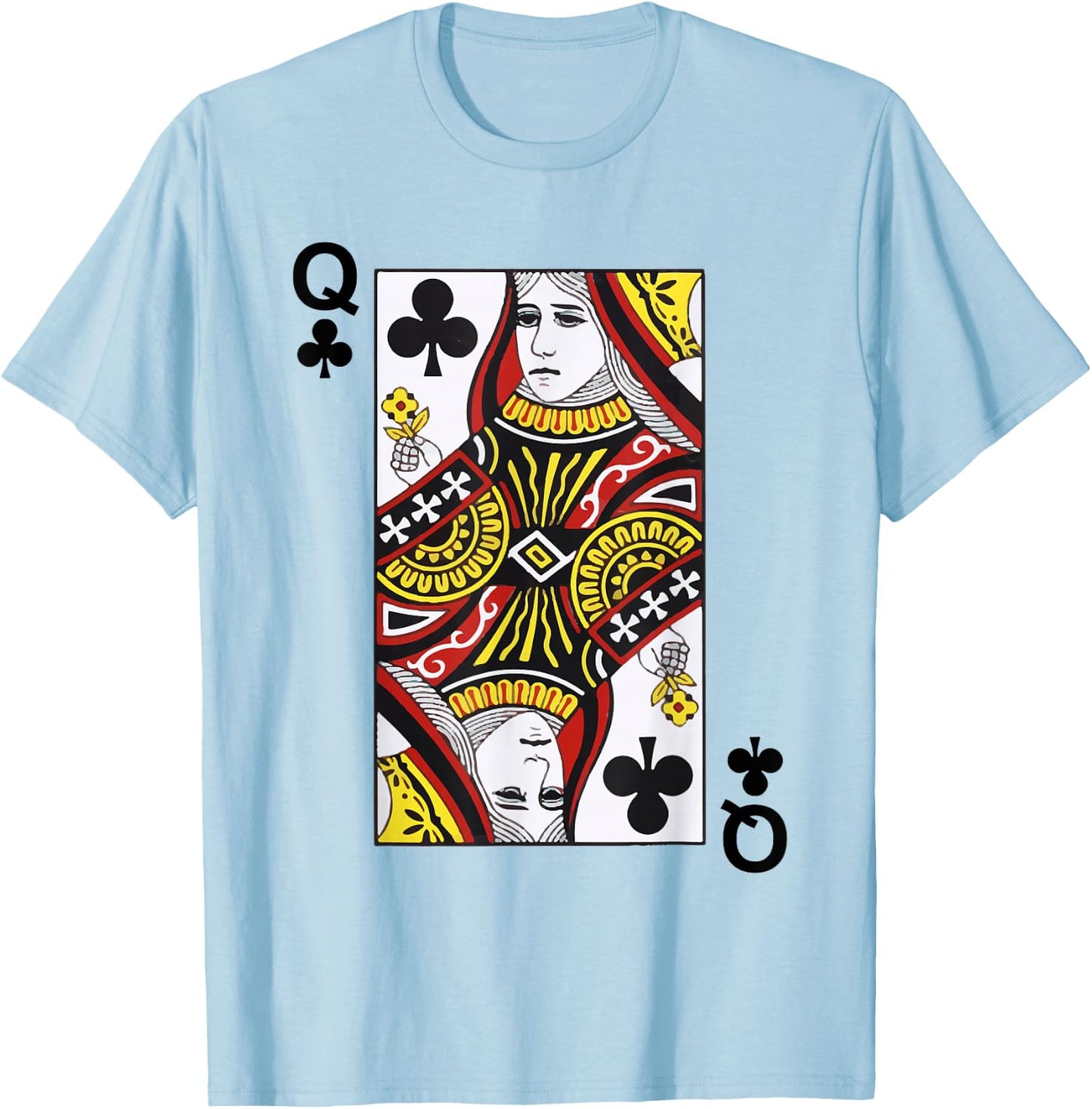 Queen of Clubs Blackjack Playing Cards T-Shirt - T-Shirt | Light Blue