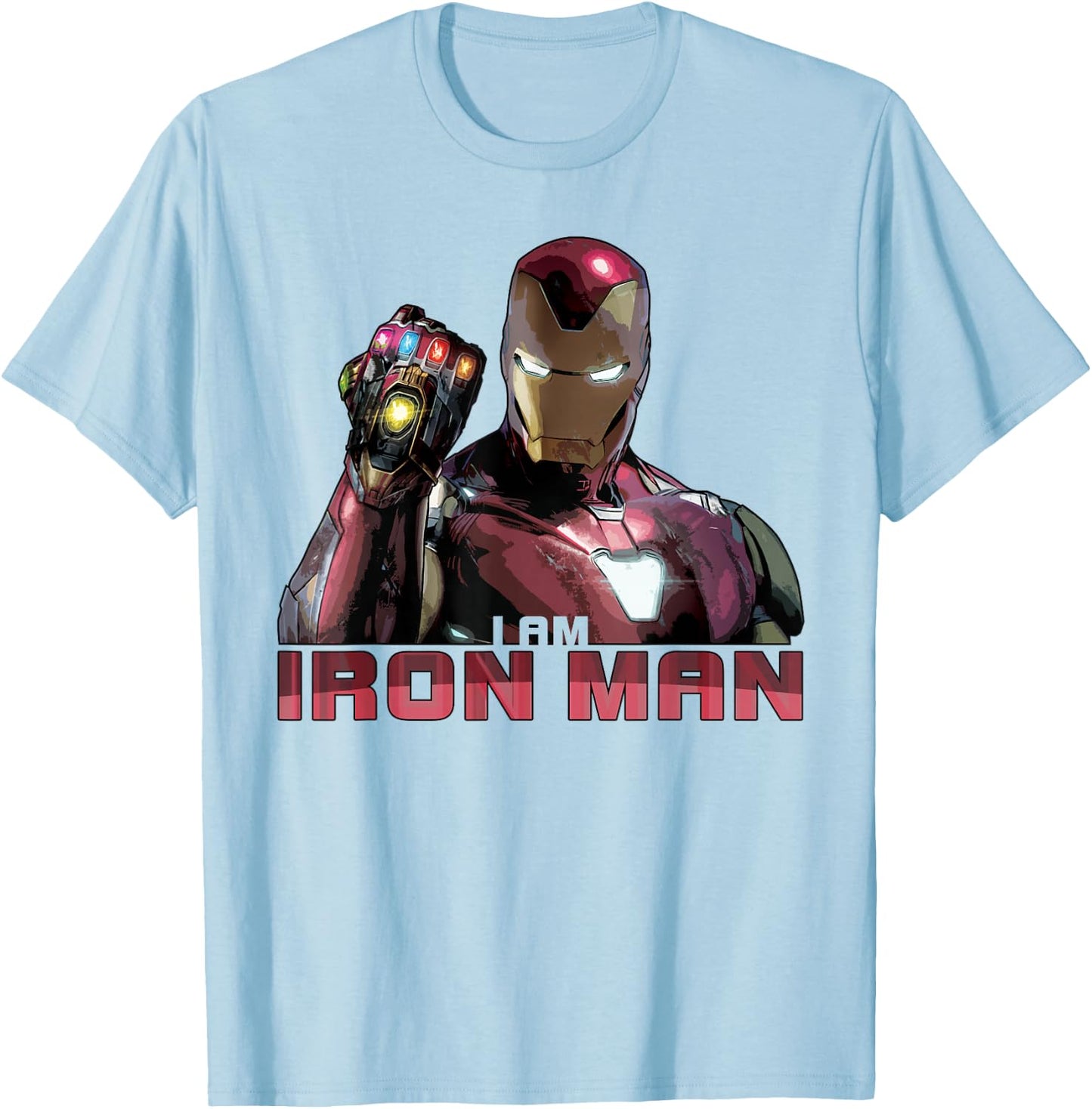 Marvel Avengers Endgame I Am Iron Man Movie Quote Portrait Small T-Shirt - T-Shirt | Light Blue